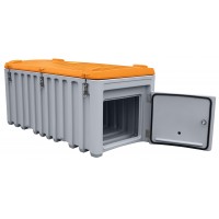 CEMbox 750 l siv z oranžnim pokrovom in stranskimi vrati
