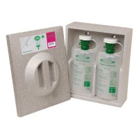 Stenska škatla, za dve 600 ml plastenki za izpiranje oči, s sivim pokrovom