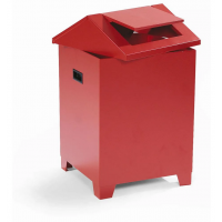 Zbirna posoda za čistilne krpe iz jeklene pločevine, z vrtljivim pokrovom, samougasljiva, rdeča