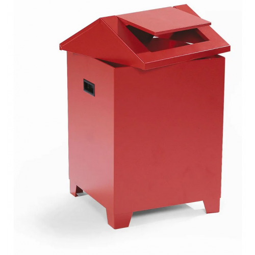 Zbirna posoda za čistilne krpe iz jeklene pločevine, z vrtljivim pokrovom, samougasljiva, rdeča