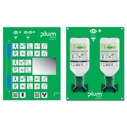 Očesna urgentna postaja za izpiranje oči, 2 x 500 ml fiziološke raztopine v plastenki