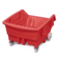  Polietilenski (PE) prekucnik, s kolesi, prostornina 500 litrov, rdeč