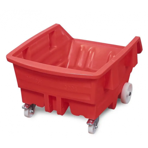  Polietilenski (PE) prekucnik, s kolesi, prostornina 500 litrov, rdeč