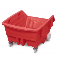 Polietilenski (PE) prekucnik, s kolesi, prostornina 750 litrov, rdeč