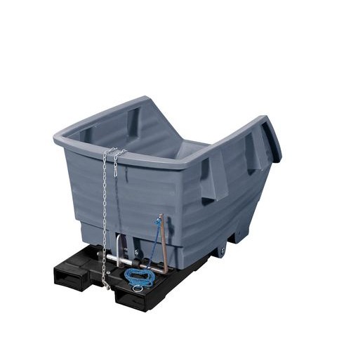 Prekucni zabojnik iz polietilena (PE) z žepi za vilice, prostornina 750 l, siv