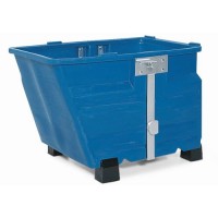 Posoda za razsuti material iz polietilena (PE), z nogami, prostornina 600 l, modra