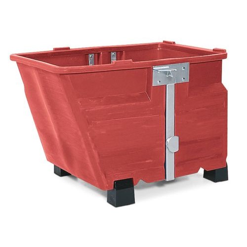 Posoda za razsuti material iz polietilena (PE), z nogami, prostornina 600 litrov, rdeča