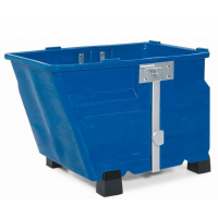 Posoda za razsuti material iz polietilena (PE), z nogami, prostornina 800 l, moder