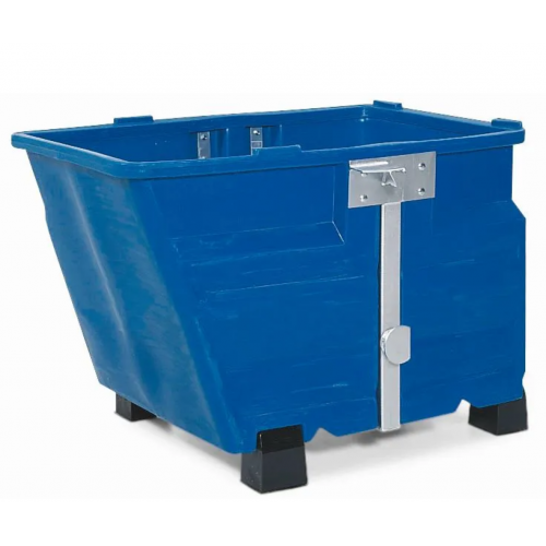 Posoda za razsuti material iz polietilena (PE), z nogami, prostornina 800 l, moder