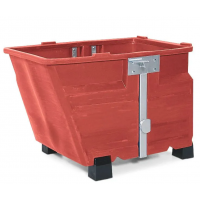 Posoda za razsuti material iz polietilena (PE), z nogami, prostornina 800 l, rdeča