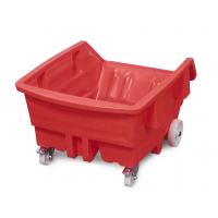 Polietilenski (PE) prekucnik, s kolesi, prostornina 1000 litrov, rdeč