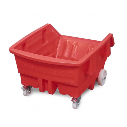 Polietilenski (PE) prekucnik, s kolesi, prostornina 1000 litrov, rdeč