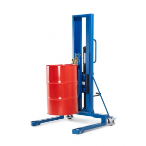 Servo dvigalo sodov, prijemalo sodov, jekleni sodi 60 do 200 l, široko podvozje, višina dviga 0-1390 mm