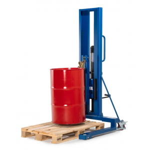 Servo dvigalo sodov, prijemalo sodov, jekleni sodi 60 do 200 l, široko podvozje, višina dviga 0-1390 mm