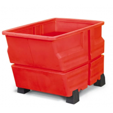 Kontejner iz polietilena (PE), z nogicami, 600 litrov, rdeč