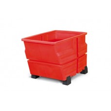 Kontejner iz polietilena (PE), z nogicami, 800 litrov, rdeč
