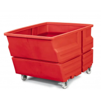Kontejner iz polietilena (PE), s kolesi, 600 litrov, rdeč