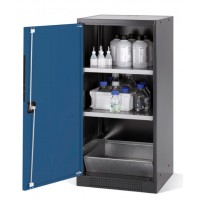 Asecos OMARA ZA KEMIKALIJE Systema CS-52L, ohišje antracit, modra, 2 polici in talna lovilna posoda