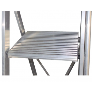 Aluminijasta stopničasta lestev, premična, z veliko ploščadjo in varnostno palico, 8 stopnic