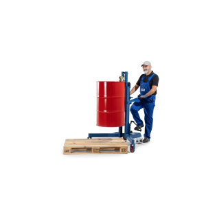 Dvigalo za sode Servo Eco, prijemalo za sode, 200-l jekleni sodi, podvozje na V, višina dviga 0–485 mm