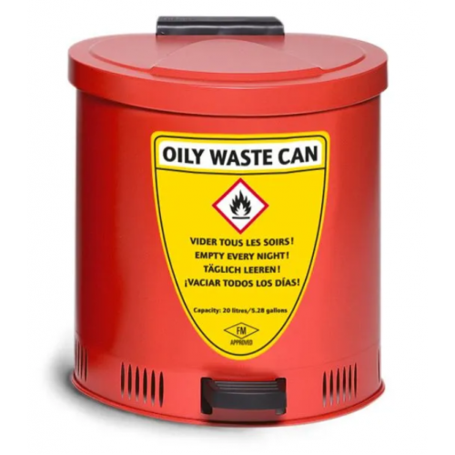 20 l varnostna zbiralna posoda, jeklena, rdeča, z dušilnim pokrovom