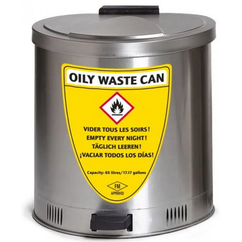 65 litrska varnostna zbiralna posoda, nerjaveče jeklo, z dušilnim pokrovom