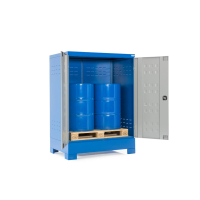 Skladišče za nevarne snovi, iz jekla, z vrati, za 2 soda, 1400 x 950 x 1920 mm