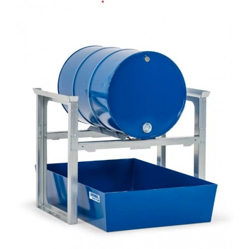Stojalo / polnilna postaja za 1 sod po 200 l, barvana lovilna posoda, 1049 x 1236 x 837 mm