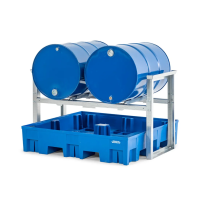 Stojalo za sode/polnilna postaja za 2 soda po 200 l, plastična lovilna posoda, 1429 x 1235 x 837 mm