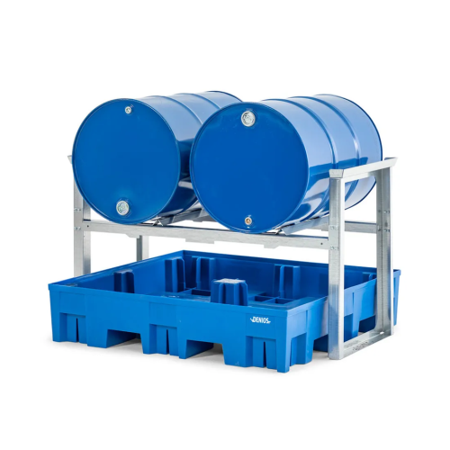 Stojalo za sode/polnilna postaja za 2 soda po 200 l, plastična lovilna posoda, 1429 x 1235 x 837 mm