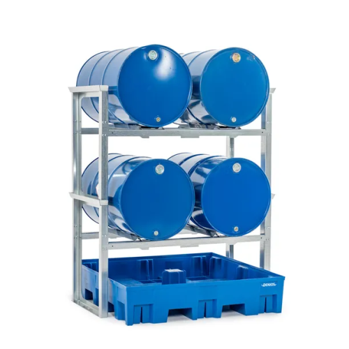 Regal za sode/postaja za pretakanje za 4 sode po 200 l, plastična posoda, 1429 x 1235 x 1637 mm