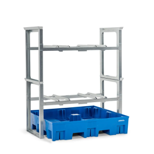 Regal za sode/postaja za pretakanje za 4 sode po 200 l, plastična posoda, 1429 x 1235 x 1637 mm
