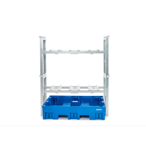 Stojalo za sode/polnilna postaja za 6 sodov po 60 l, plastična lovilna posoda, 1429 x 1235 x 1637 mm