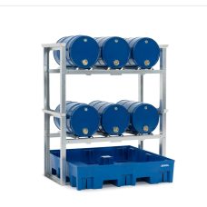 Stojalo za sode/polnilna postaja za 6 sodov po 60 l, plastična lovilna posoda, 1429 x 1235 x 1637 mm
