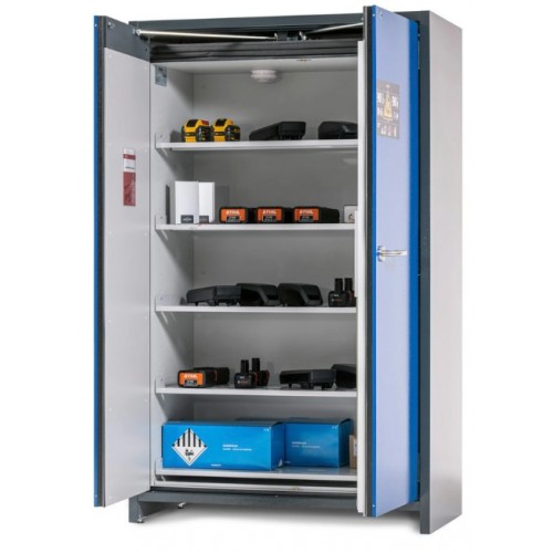 asecos omara za shranjevanje litij-ionskih baterij, SafeStore Core, 5 polic, širine 1200 mm