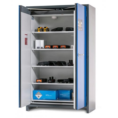 asecos omara SafeStore Pro-Connect za shranjevanje li-ion baterij, 5 polic, Š 1200 mm