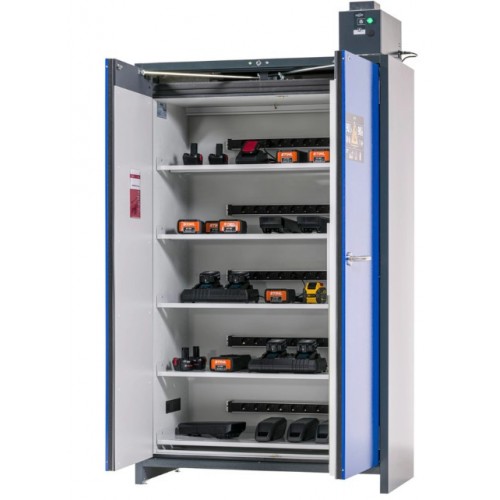  asecos omara SmartStore Pro-Connect, za polnjenje li-ion baterij, 5 polic, širina 1200 mm 