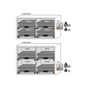 Asecos omara za kisline in baze SL1104, 4 izvlečne police, višina 800 mm