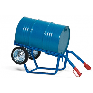 Voziček za sode FKH iz jekla, barvano modro, pnevmatike iz polne gume, za 200/220 litrske sode