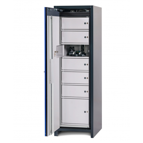  asecos omara SmartStore-Core, 2.0-V za polnjenje li-ion baterij, 7 omaric, širina 600 mm 