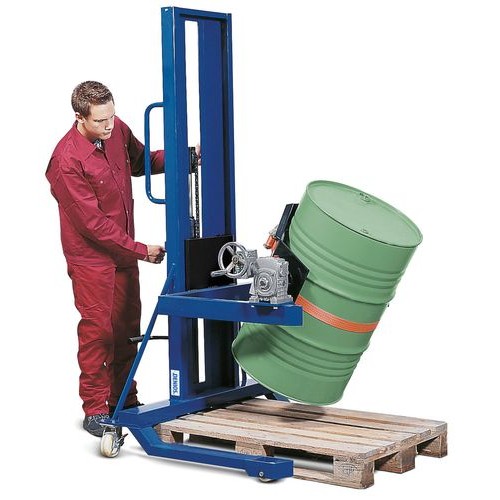 Servo dvigalo sodov, obračanje sodov 360°, sodi 60 do 220 l, široko podvozje, višina dviga 0-1400 mm