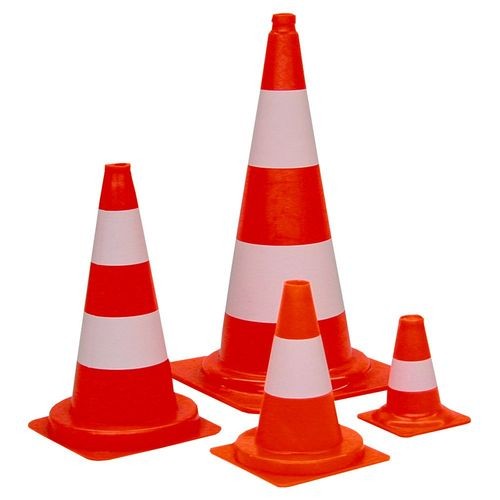 Prometni stožec iz PVC, z 1 belim obročem, dnevna svetloba, višina 300 mm