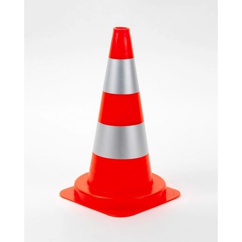 PVC prometni stožec z 2 srebrnima obročema, odsevni, višine 500 mm