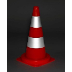 PVC prometni stožec z 2 srebrnima obročema, odsevni, višine 500 mm