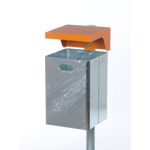 Koš za smeti iz jekla, s pokrovom, 40 l, oranžen