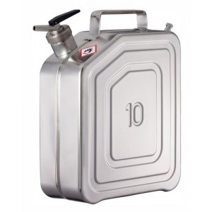 Kanister iz nerjavečega jekla s pipo in ventilacijo, 10 litrov