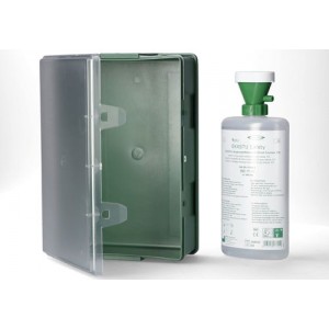 Stenska škatla, za eno 600 ml plastenko za izpiranje oči, s prozornim pokrovom