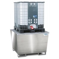 Lovilna posoda pro-line iz nerjavečega jekla za 1 IBC, z rešetko iz nerjavečega jekla