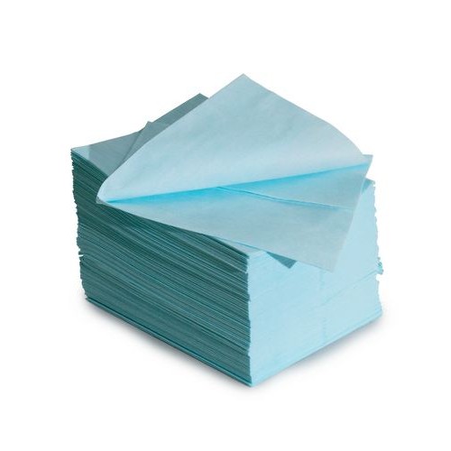 Čistilni robčki, odporni na topila, Z-prepognjeni, 1 dozirna škatla, turkizna