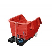 Prekucni zabojnik iz polietilena (PE), s kolesi in žepi za vilice, prostornina 500 litrov, rdeč